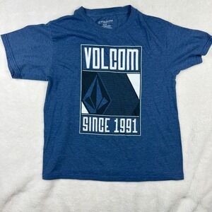 Volcom Mens Blue Heather Graphic T-Shirt Short Sleeve Since 1991 Logo Size M